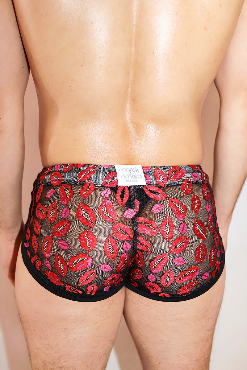 Kisses Mesh Shorty Running Shorts- Black