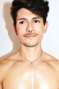 Thorny Dagger Hearts Necklace - Silver