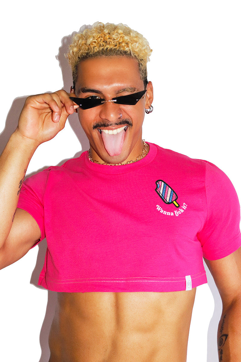 Lick It  Extreme Crop Tee-Fuchsia