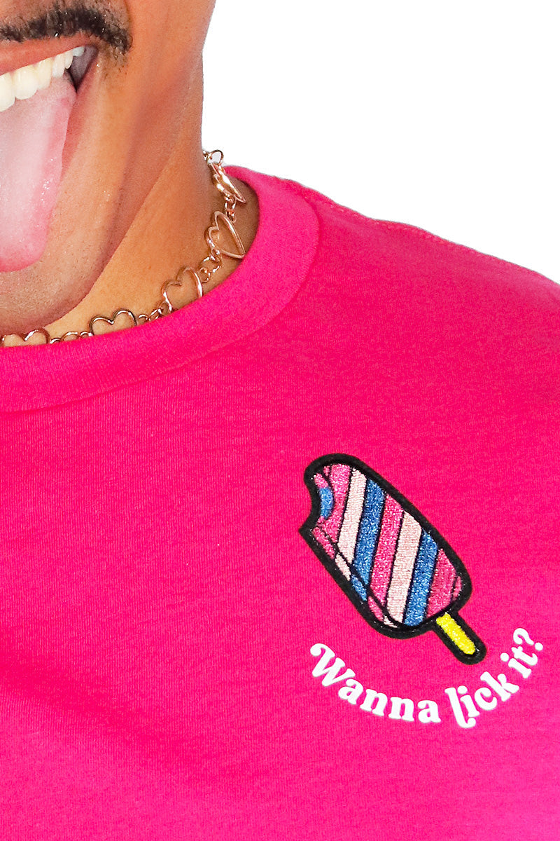 Lick It  Extreme Crop Tee-Fuchsia