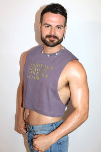 Stiff As A Board Vintage Oversized Crop Tank- Purple
