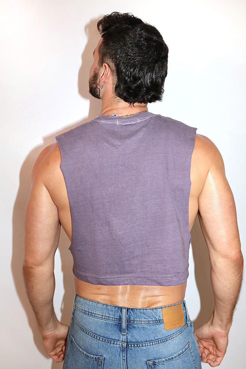 Stiff As A Board Vintage Oversized Crop Tank- Purple