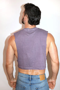 Stiff As A Board Vintage Oversized Crop Tank- Purple