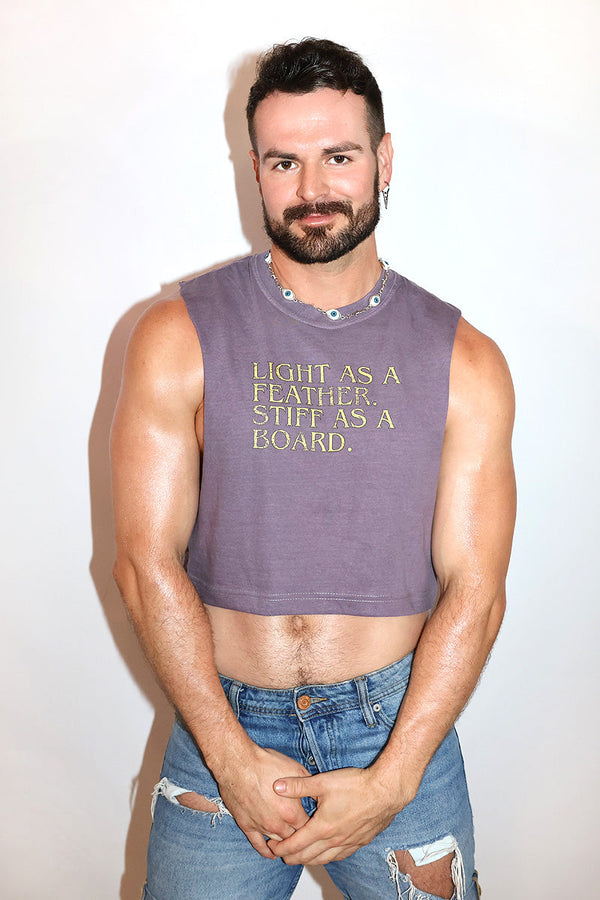 Stiff As A Board Vintage Oversized Crop Tank in Purple
