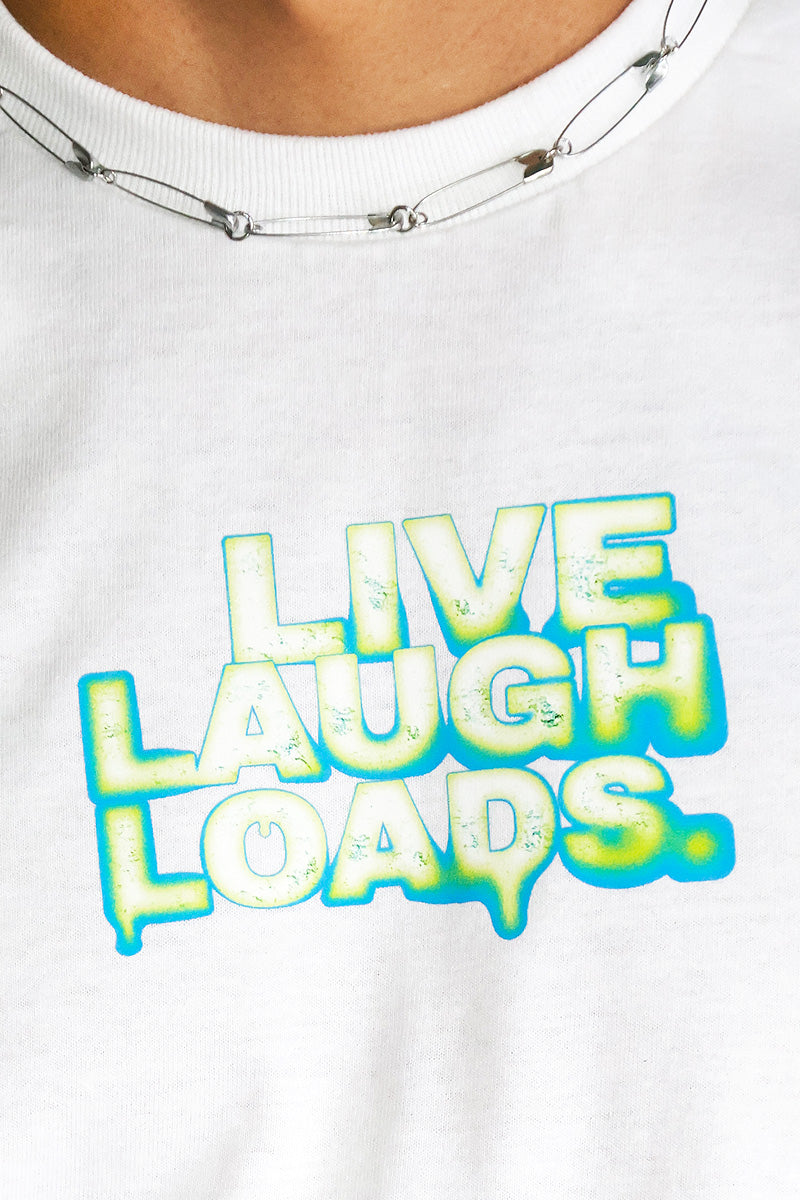 Live Laugh Loads Crop Tank- White