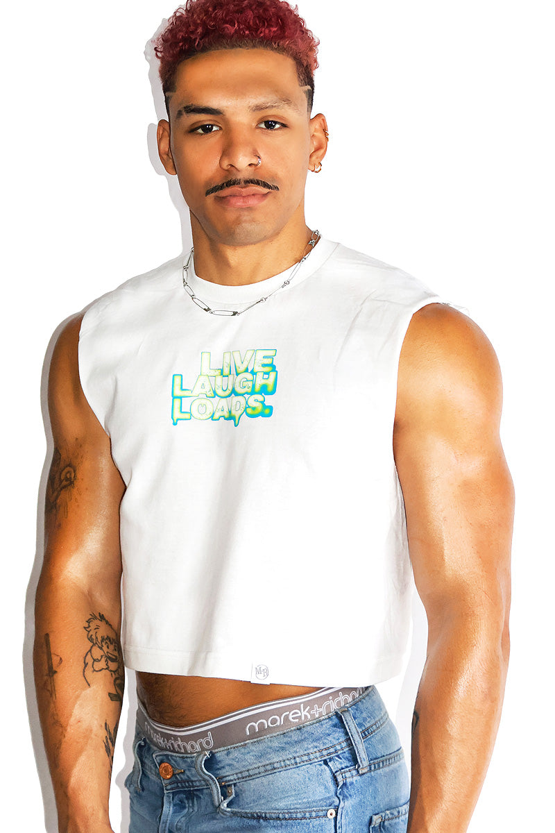 Live Laugh Loads Crop Tank- White