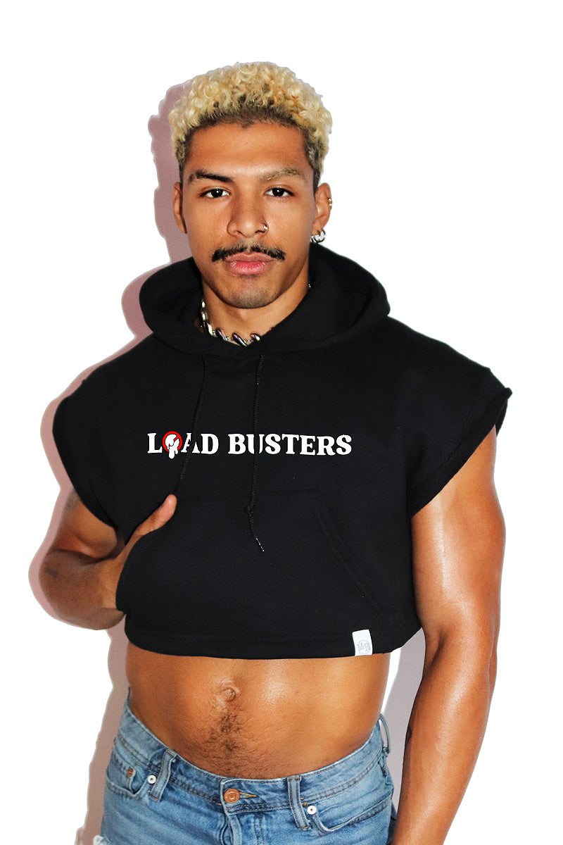 Load Busters Sleeveless Crop Hoodie-Black