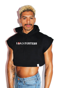 Load Busters Sleeveless Crop Hoodie-Black