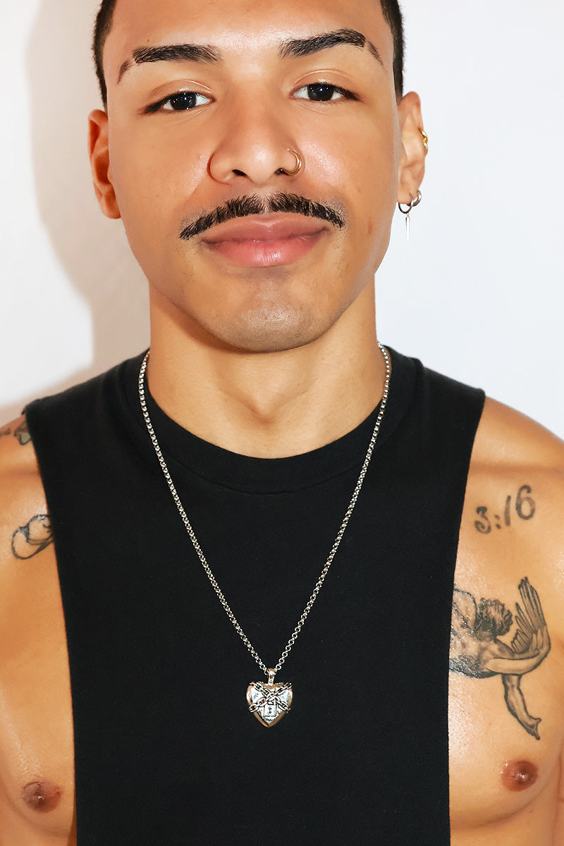 Bling Heart Necklace - Silver