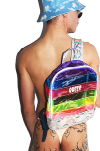 Queer Tainbow Vinyl Backpack Bag- Multi
