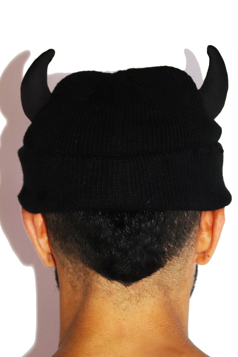 Punk Devil Skull Cap Beanie- Black