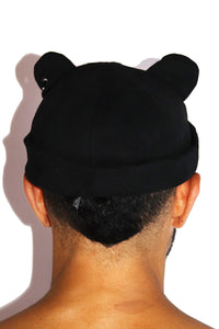 Bear Ears Skull Cap Beanie- Black