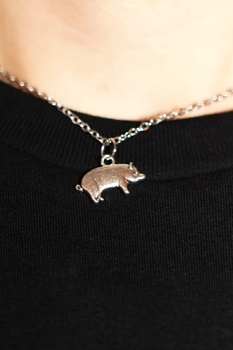 Piggy Pendant Necklace - Silver