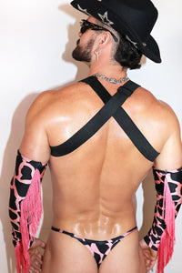 Pink Cow Print Tank Harness- Pink