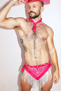 Line Dancing Fringe Bandana Thong in Fuchsia