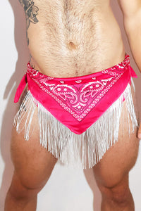 Line Dancing Fringe Bandana Thong in Fuchsia, view 2
