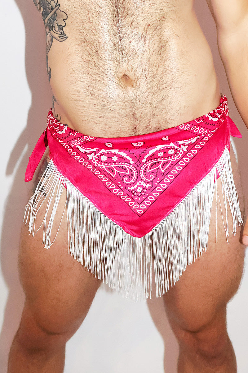 Line Dancing Fringe Bandana Thong in Fuchsia, view 2