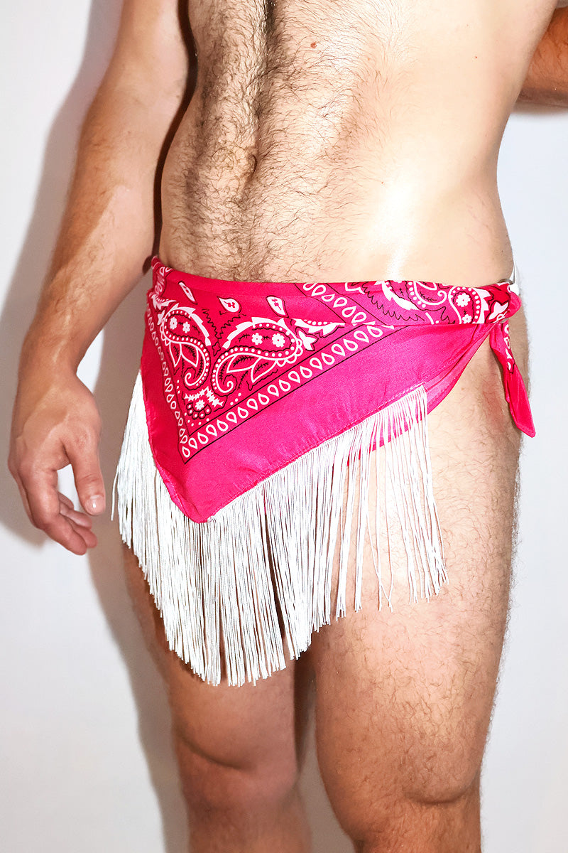 Line Dancing Fringe Bandana Thong in Fuchsia, view 3