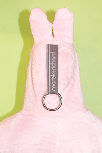 Laboyboy Furry Monster Hoodie Strap Thong Bodysuit- Strawberry