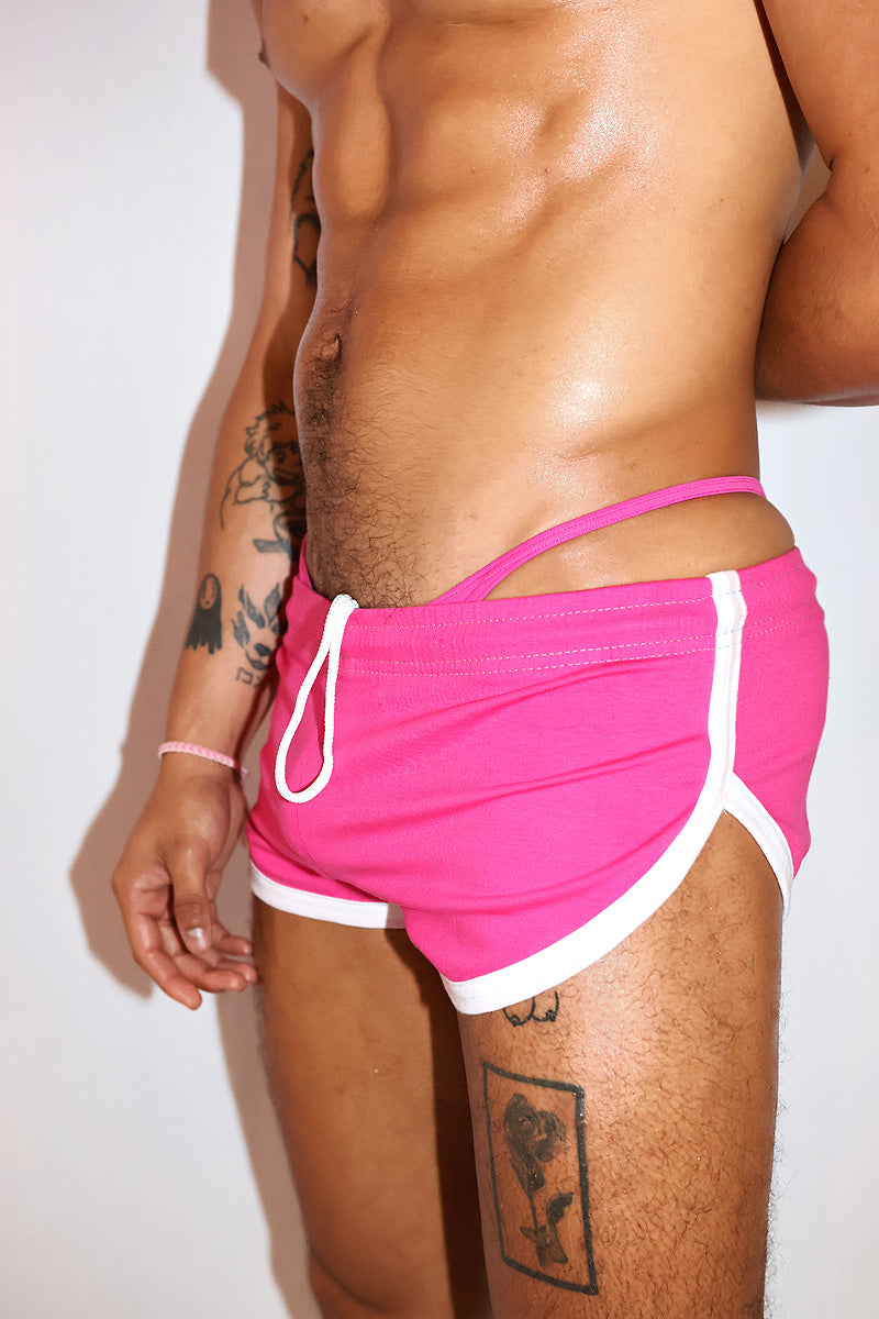 Core Shorty Running Shorts in Fuchsia, view 2