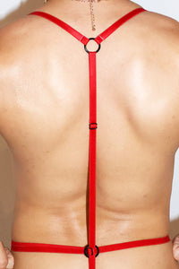 Christmas Plaid Elastic Body Thong- Green