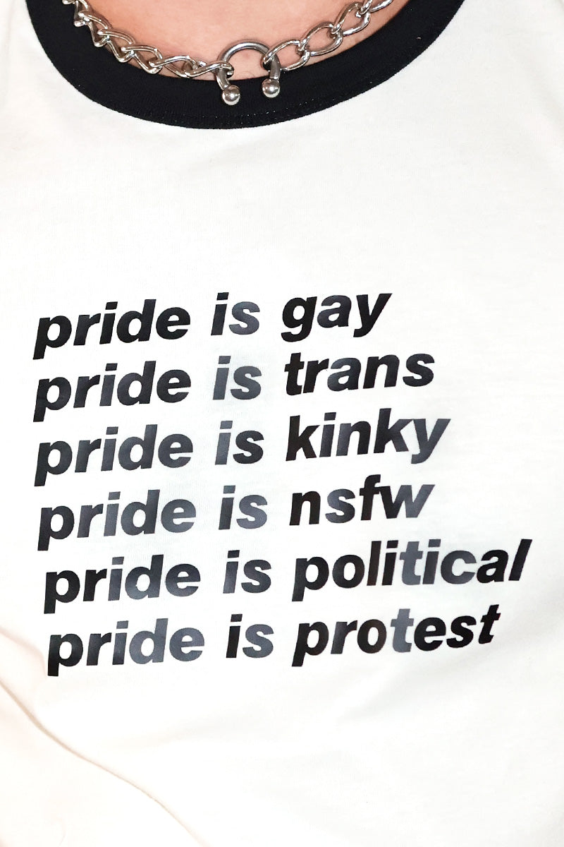 Pride is Protest Ringer Tee- Black