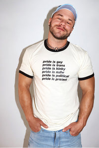Pride is Protest Ringer Tee- Black