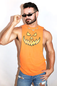 Evil Pumpkin Vintage Low Armhole Tank- Orange