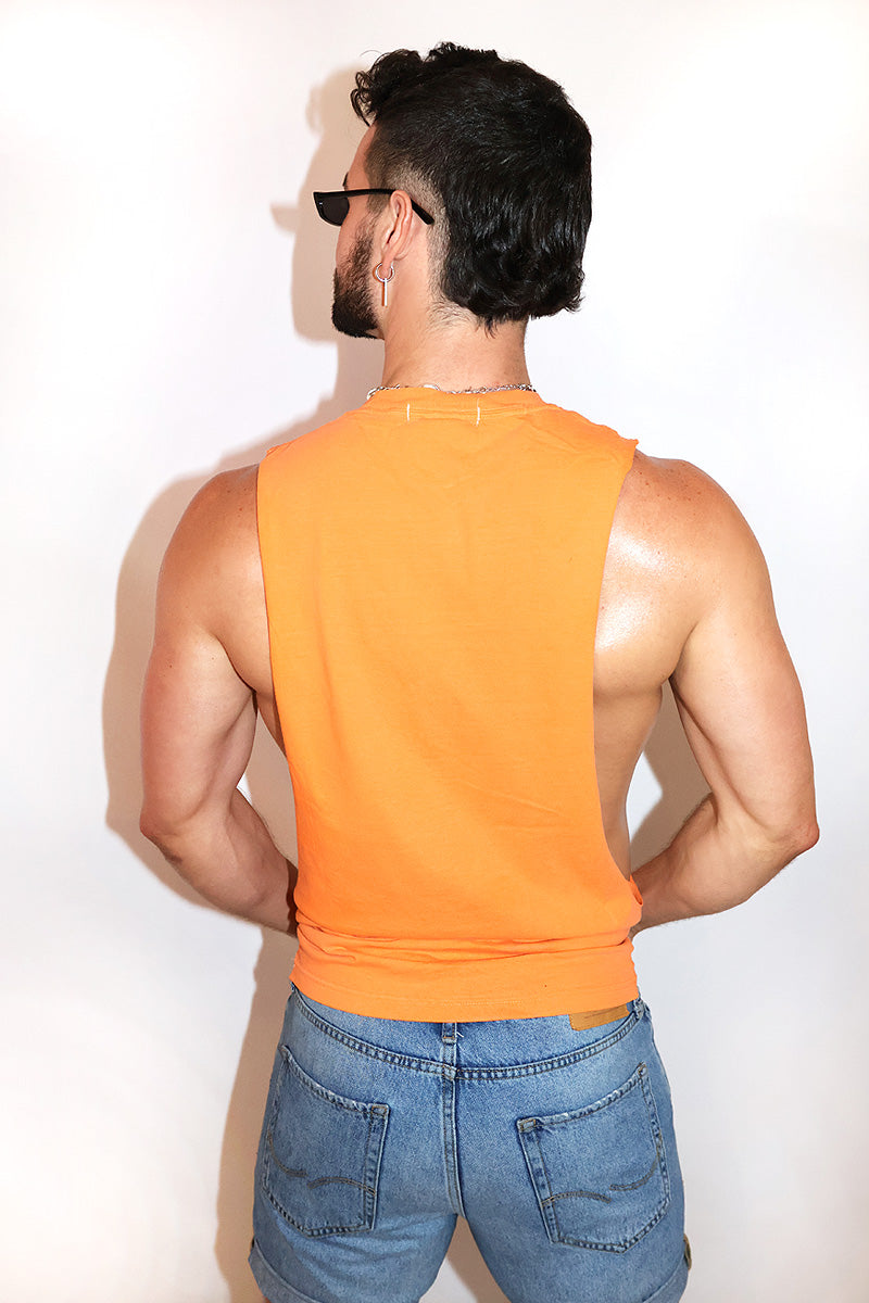 Evil Pumpkin Vintage Low Armhole Tank- Orange