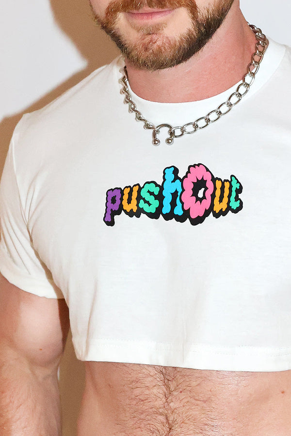Push Out Extreme Crop Tee-White