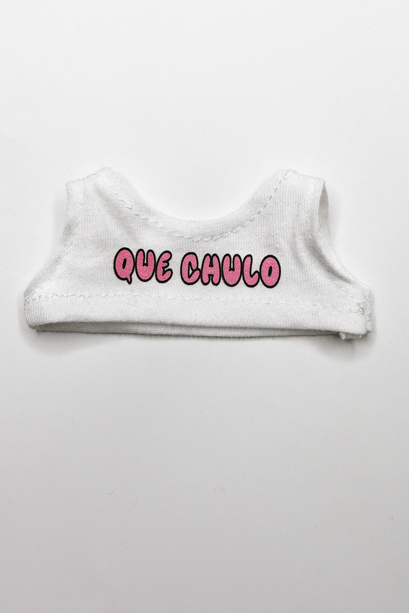 Que Chulo Monster Doll Crop Tank- White