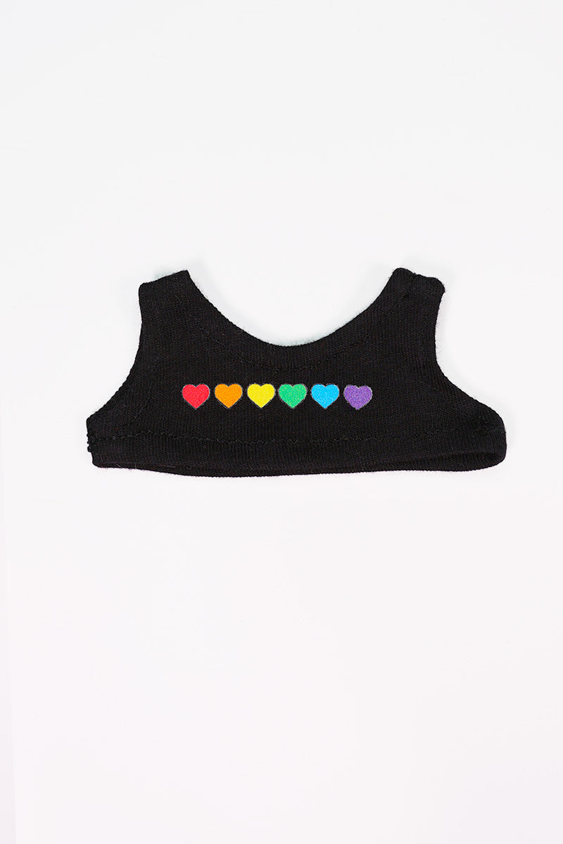 Rainbow Hearts Fashion Figure Crop Tank- Black