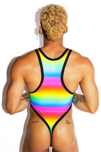 Gradient Rainbow Thong Bodysuit- Mutli