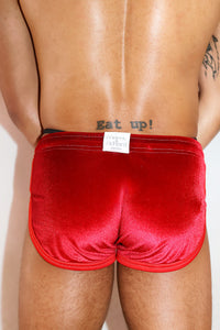 Velvet Shorty Running Shorts- Red