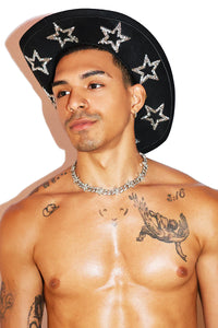 Rhinestone Cowboy Star Hat - Black