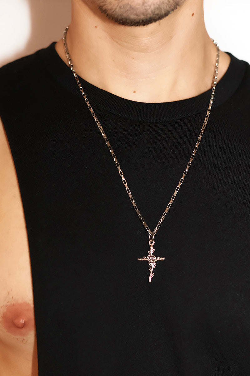 Rose CrossNecklace - Silver