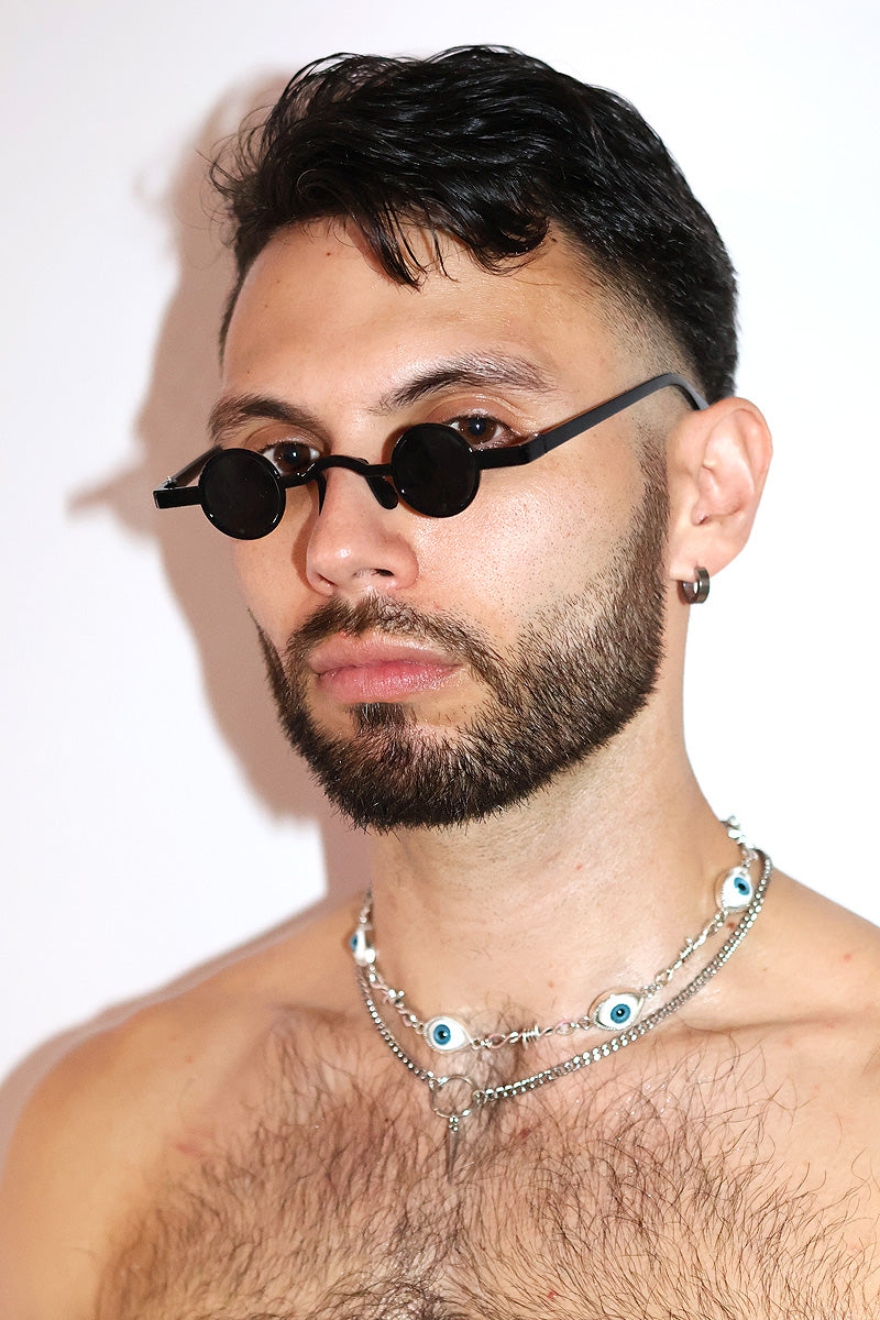 Steampunk Round Sunglasses – Black