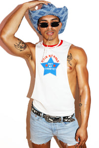 Ruin My Hole Not My Country Ringer Low Arm Shredder-White