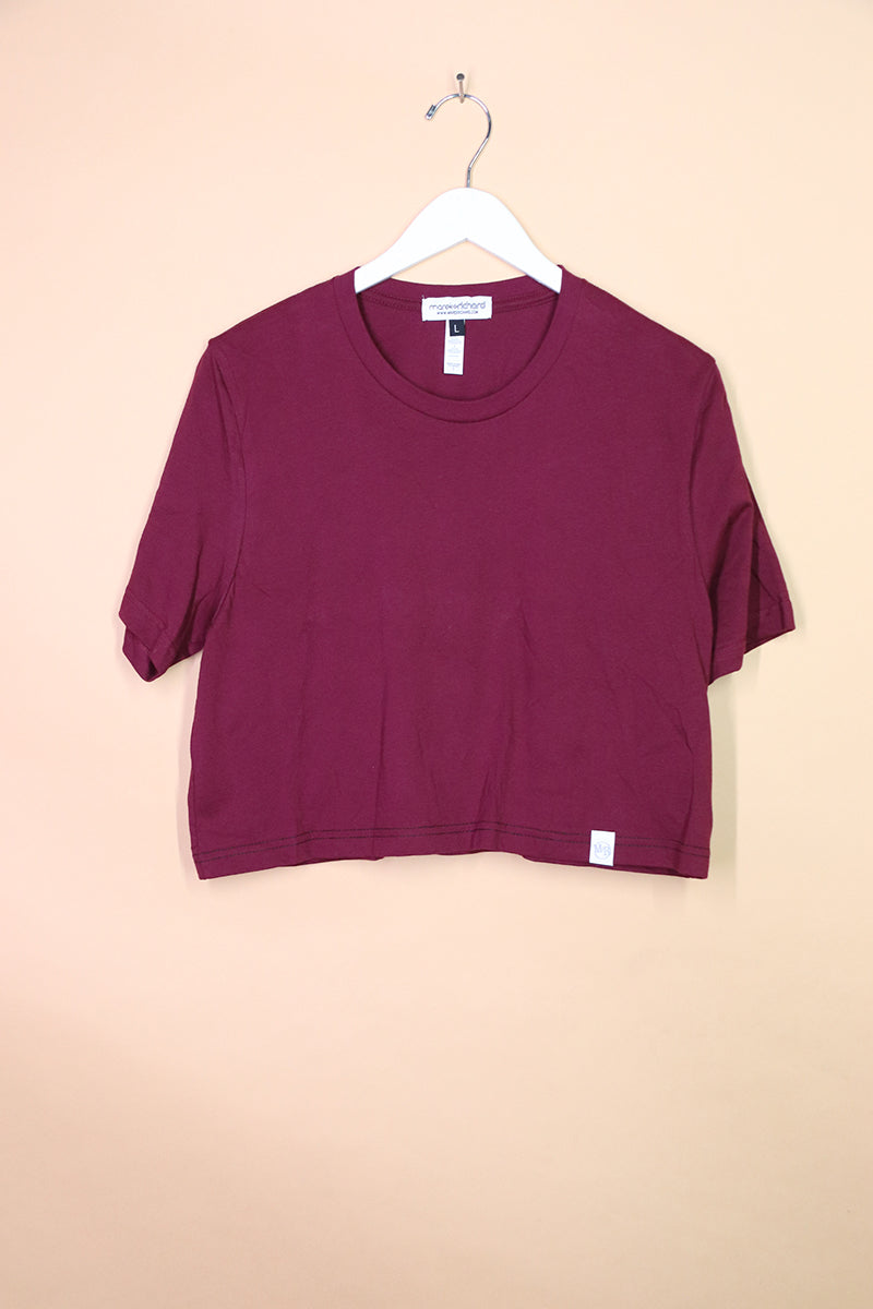 Sample#00924- Crop Tee Burgundy-L