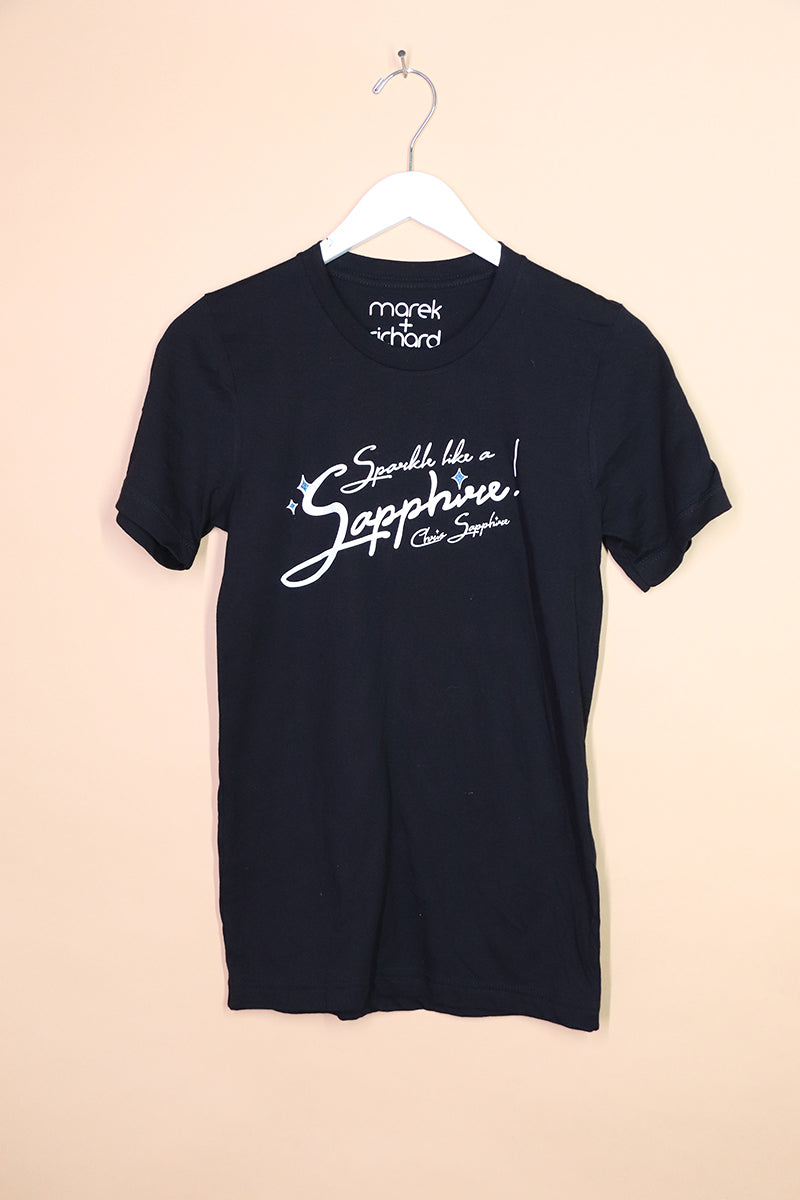 Sample#01011- Sparkle Like A Sapphire Black Tee-XS