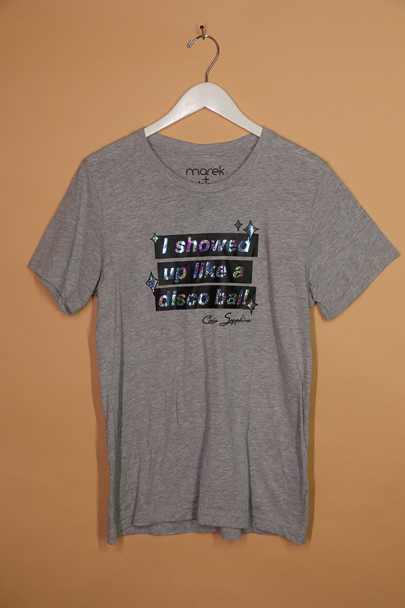 Sample#01014- Disco Ball Grey Tee-M