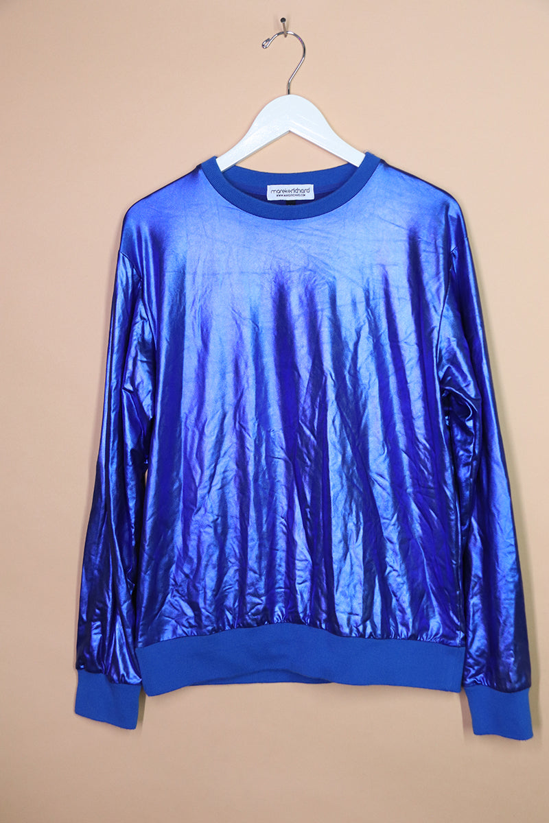 Sample#01056- Metallic Blue Sweatshirt-M