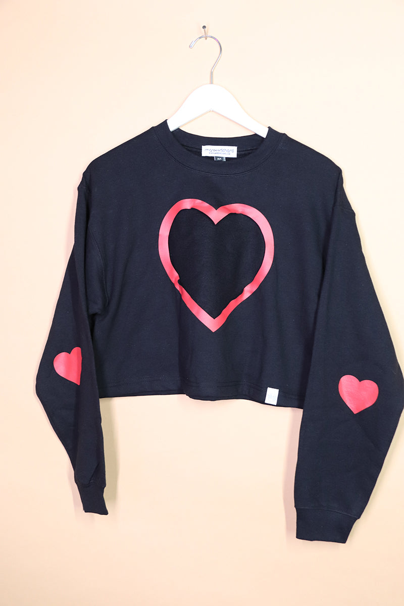 Sample#01081- Heart Cutout Crop Sweatshirt-M