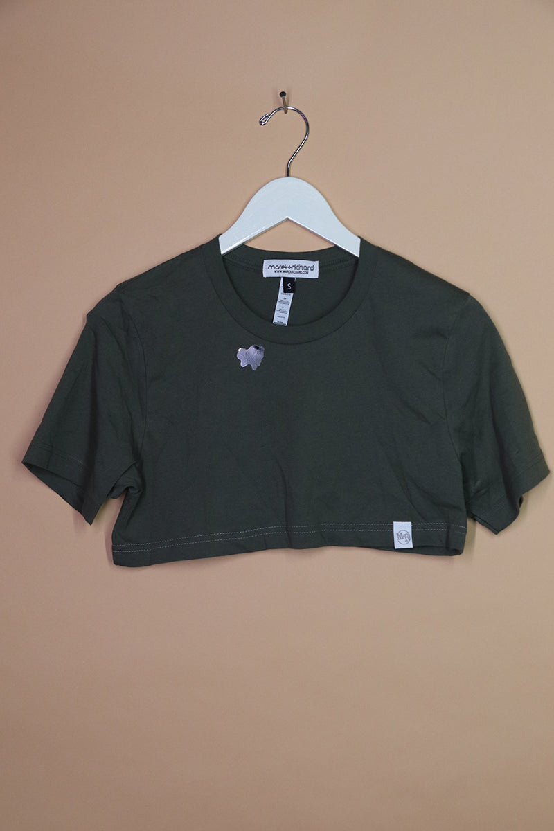 Sample#01107- Core Army Green Extreme Crop Tee-S