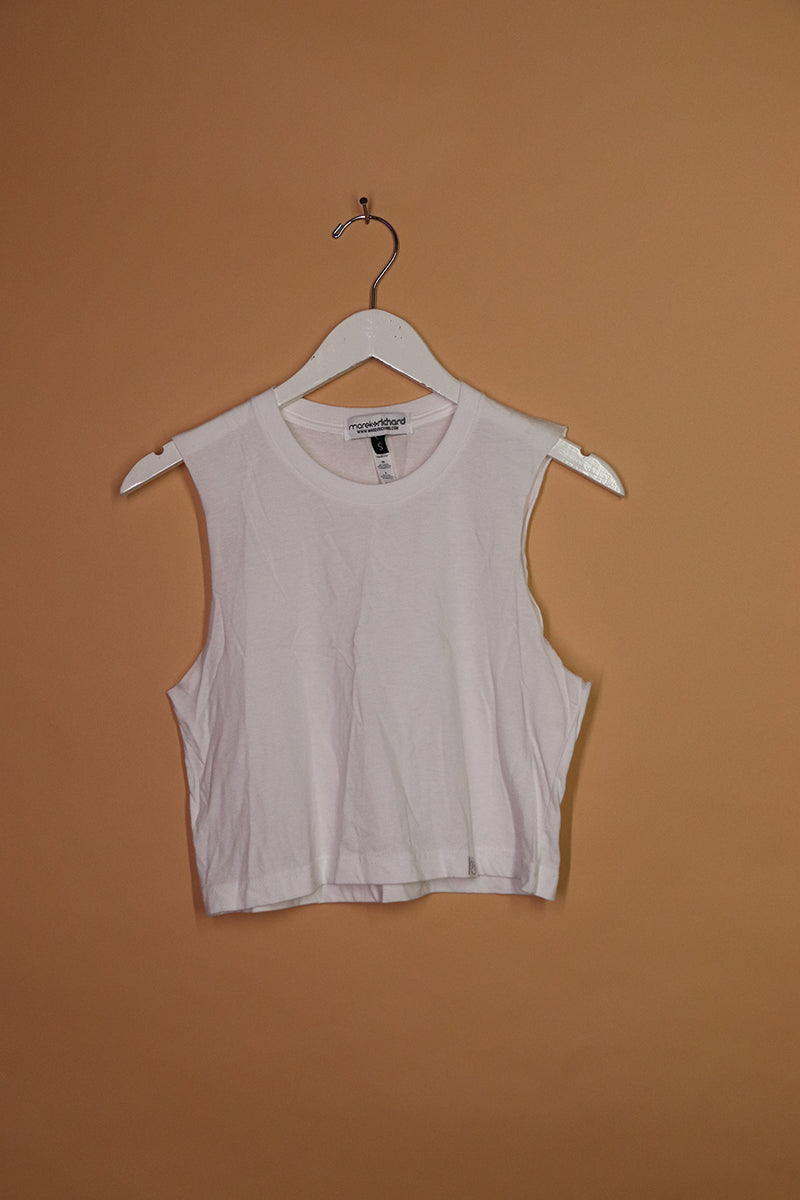 Sample#01119- Core Crop Tank White-S