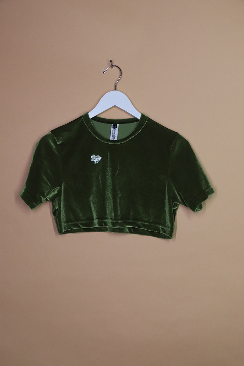 Sample#01127- Velvet Green Extreme Crop Tee-XS