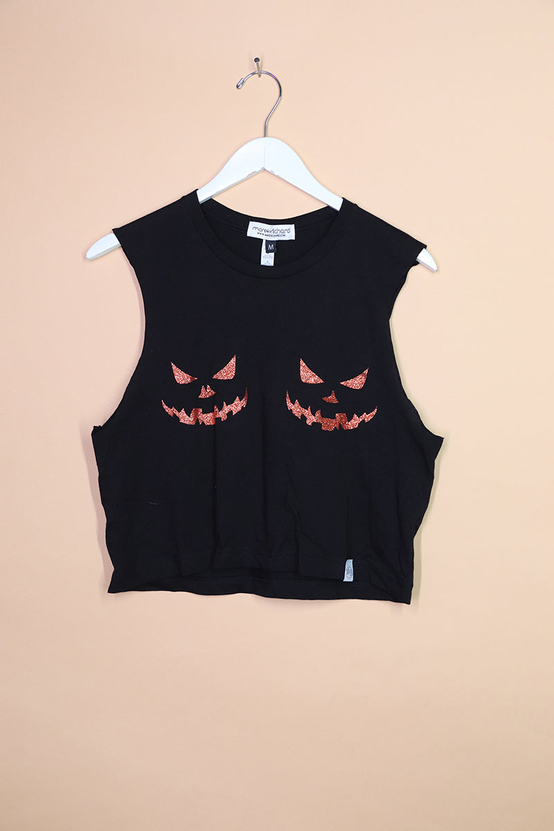 Sample#01145- Pumpkin Paties Crop Tank-M