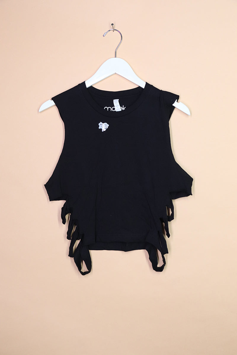 Sample#01153- Shredded Oblique Crop Tank-M