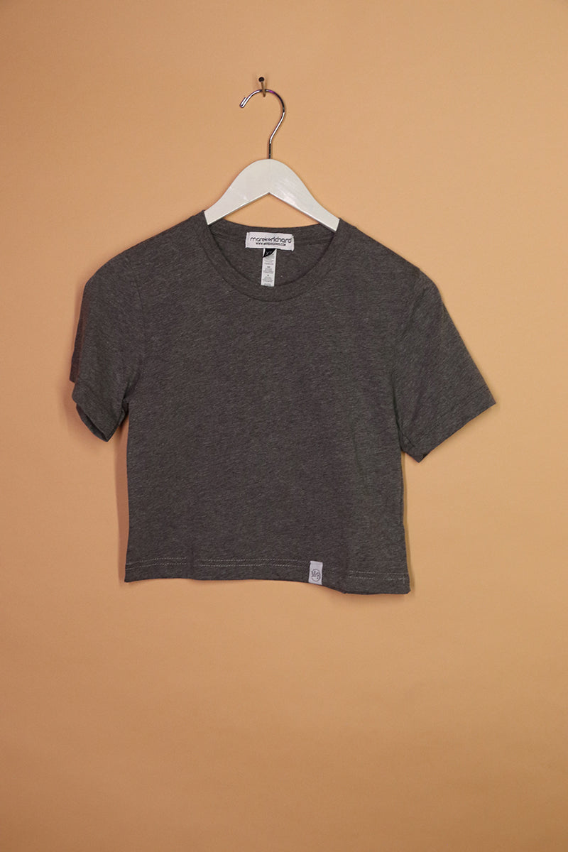 Sample#01178-Core Charcoal Crop Tee-XS