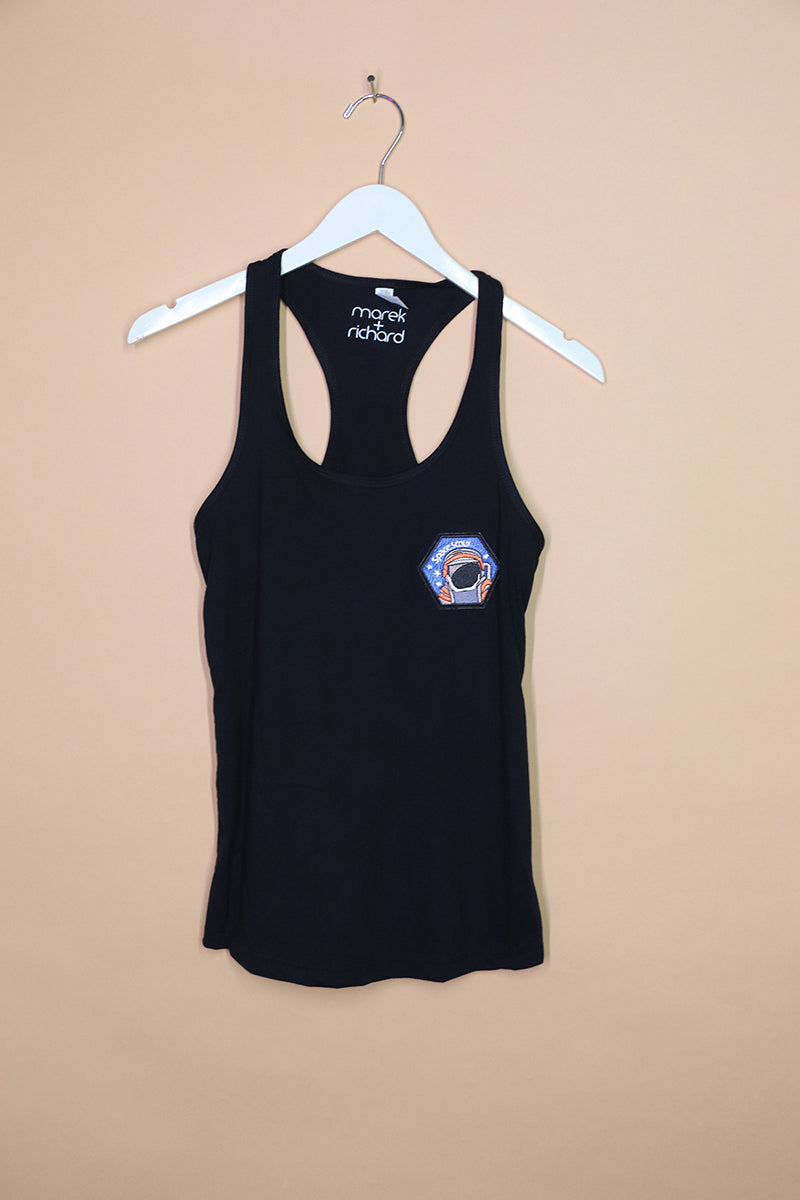 Sample#01269- Space Scout Black Patch Racerback Tank-M